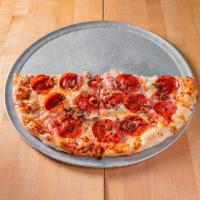 Meat Head Pizza · 100% whole milk mozzarella, san marzano tomato sauce, mozzarella, pepperoni, Italian sausage...