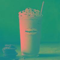 Cookies and Cream Shake · Pieces of crunchy chocolate cookies in vanilla ice cream blended and topped with whipped cre...
