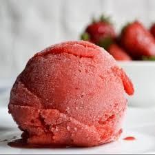 Strawberry Sorbet · We blended delicious, ripe strawberries into a smooth puree for this tangy yet sweet fruit sorbet. It's refreshing and smooth with a sweet flavor intensity. 

