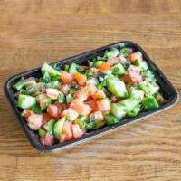 Cucumber Salad · Comes with tomatoes, cucumbers, red onions, Italian parsley, organic extra virgin olive oil,...