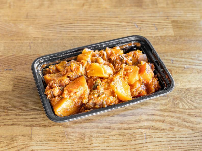 Pumpkin Stew Special · Pumpkin, tomatoes, onions, cilantro, chickpeas, organic extra virgin olive oil, sea salt, black pepper, and garlic. Served with choice of rice or quinoa. Each item comes prepackaged and will need to be reheated.