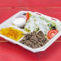 16. Beef Shawarma Plate  · Thinly sliced roasted meat.
