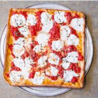 Brooklyn Style Specialty Pizza · A square of thin crust fresh mozzarella cheese, tomato pie sauce, fresh basil and extra virg...