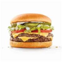 Quarter Pound Double Cheeseburger · 1/4 lb. Pure beef with mayonnaise, mustard, or ketchup. Lettuce, tomatoes, onions, and pickl...