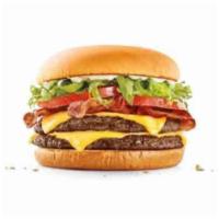 Super Sonic® Bacon Double Cheeseburger · Hamburger topped with cheese and bacon. 