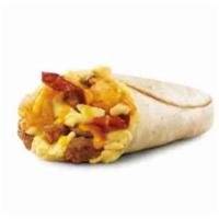 Ultimate Meat and Cheese Breakfast Burrito · Flour tortilla with a savory filling. 