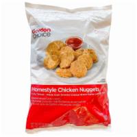 Homestyle Whole Grain Chicken Nuggets, Breaded, Breast Meat, Gordon Choice · 64 oz. cooked, frozen, 5 lb bag. Only the highest quality, fresh chicken is used for these g...