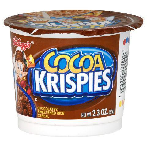 Kellogg's Cocoa Krispies Cereal Cup 2.3oz · A crispy oven-toasted puffed rice cereal in a convenient on-the-go cup. Made with real chocolate.