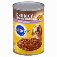 Pedigree Chunky Ground Dinner Chicken 13.2oz · This meaty recipe is made with real ground chicken for tasty, natural protein dogs crave, an...