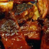 Southern BBQ Rib Tips · Flamed broiled BBQ Rib Tips with BBQ Spiced Wedges