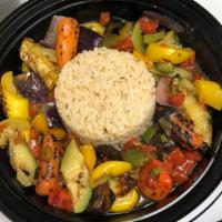 Roasted Vegetable Creole · Roasted Zucchini, Squash, Red Onion, Mushrooms, Carrots, Celery and Red ＆ Green Peppers in a...