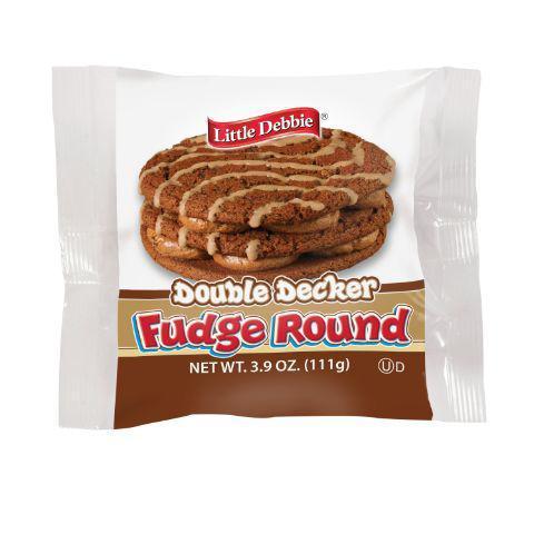 Little Debbie Double Decker Fudge Round 3.9oz · Add a sweet surprise to snack time! Little Debbie Fudge Rounds help satisfy your chocolate craving with soft chocolate cookies filled with delicious fudge creme. Leave your tastebuds singing and a smile on your face for the rest of the day.