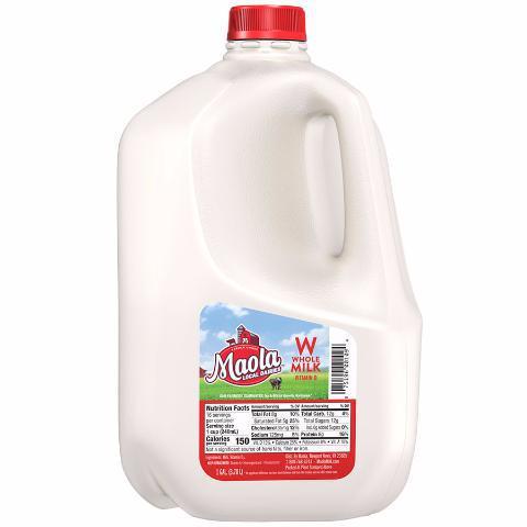 Maola Whole Milk 1 Gallon · Maola’s Whole Milk is the classic we all know and love. You can't beat the creamy taste and the nine essential nutrients it provides!