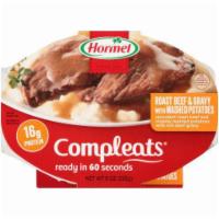Hormel Compleats Roast Beef & Gravy 10oz · Succulent roast beef and creamy mashed potatoes with rich beef gravy.
