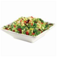 Apple Harvest Chicken Salad · Honey-Dijon chicken salad, apples, dried cranberries, cucumbers, tomatoes, pumpkin seeds, ap...