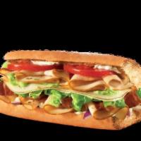 Turkey Bacon and Guacamole Sub · With provolone, lettuce, tomatoes, onions, ranch and guacamole.