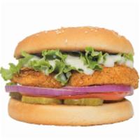 Chicken Deluxe Sandwich · One-fourth pound chicken tenders, lettuce, tomatoes, onions, pickles, and mayonnaise.