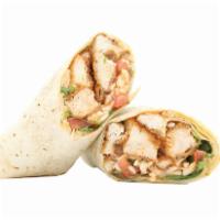 Buffalo Wrap · Crispy or grilled chicken, shredded cheese, tomato, lettuce blend, blue cheese, and buffalo ...