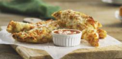 Cheese Pazzo Bread · fresh-baked dough seasoned with garlic, cheese + herbs, served with a marinara dipping sauce