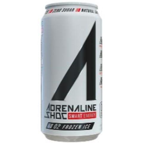 Adrenaline Shoc Frozen Ice 16oz · High performance natural energy blend of green coffee beans, yerba mate, coffee fruit extract and guarana as well as naturally sourced electrolytes from ocean minerals and 9 essential aminos, including BCAAs, to help with recovery