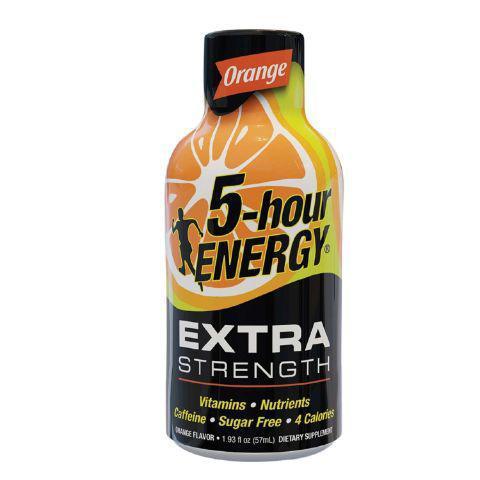 5-Hour Energy Extra Strength Orange 1.93oz · Extra strength orange-flavored energy shot that contains a blend of vitamins, nutrients and caffeine – all with 0 sugar and only 4 calories.