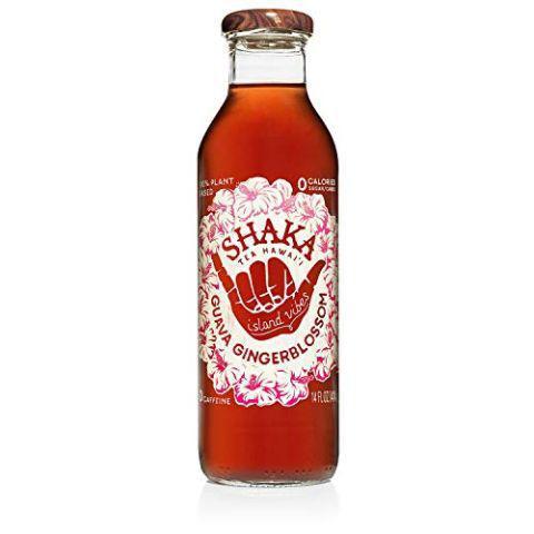 Shaka Tea Guava Ginger Blossom 14oz · Tea brewed from Hawaiian Mamaki with a delicate a tropical guava ginger flavor. Lightly sweetened with monk fruit.