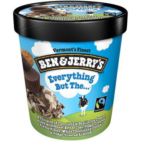 Ben & Jerry's Everything But The… Pint · Some of America's favorite Ben & Jerry's flavors swirled into an even bigger show-stopper. Now you can enjoy them in tasty, twisted tandem!