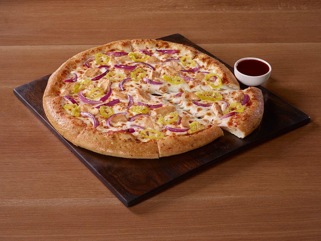 Original Pan Buffalo Chicken Pizza · We took your favorite food and put it on a pizza. With tangy buffalo sauce, tender chicken, red onions and banana peppers, this beautiful masterpiece tastes like a football game feels.