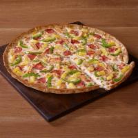 Thin and Crispy® Hawaiian Chicken Pizza · Classic marinara sauce, cheese, ham, grilled chicken, green bell peppers and pineapple.