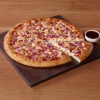 Original Pan® Backyard BBQ Chicken Pizza · Barbeque sauce, cheese, bacon, grilled chicken and red onions.