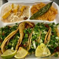 11. Four Pieces Street Tacos Combo Plater · Recommended. Tacos callejeros. Choice of carnitas, chicken, or pastor, topped with a mix of ...