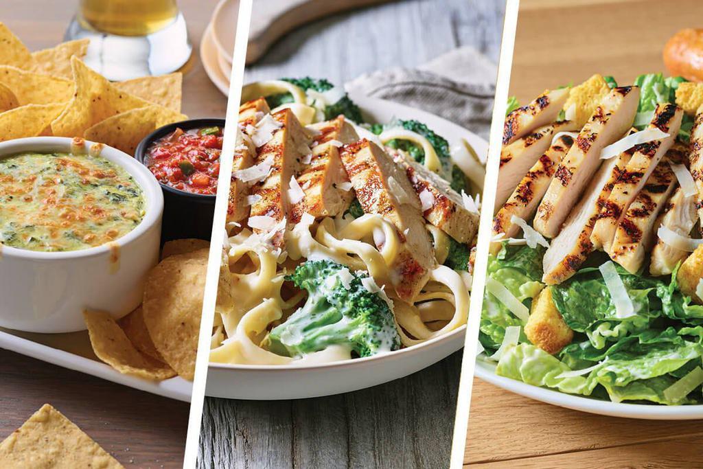 Classic Broccoli Chicken Alfredo Family Bundle - Serves 6 · Includes: 
  - Spinach & Artichoke Dip
  - Grilled Chicken Caesar Salad
  - Classic Broccoli Chicken Alfredo
  - Breadsticks
  
  (no substitutions or modifications)