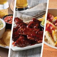 Riblets Family Bundle ¥ - Serves 6 · Includes: 
- Spinach & Artichoke Dip
- Applebee's Riblets w/Honey BBQ sauce
- Sides: Caes...
