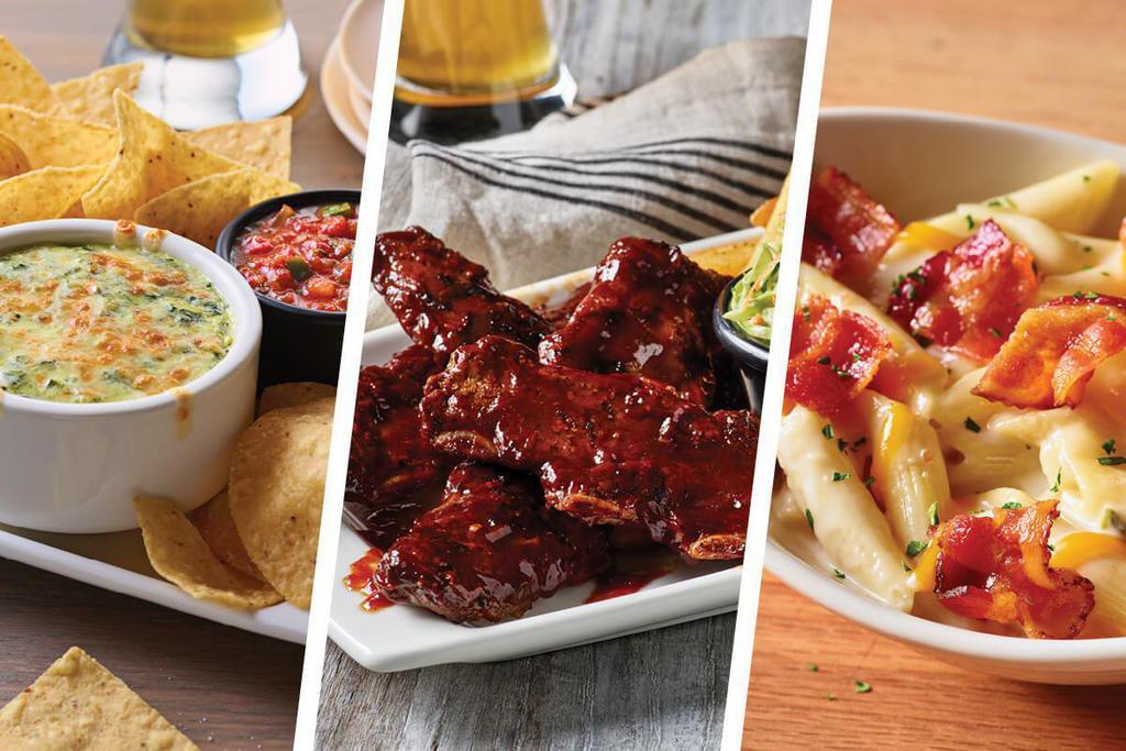 Riblets Family Bundle ¥ - Serves 6 · Includes: 
- Spinach & Artichoke Dip
- Applebee's Riblets w/Honey BBQ sauce
- Sides: Caesar Salad, 4-Cheese Mac & Cheese, Fries and Slaw.
  
(no substitutions or modifications)