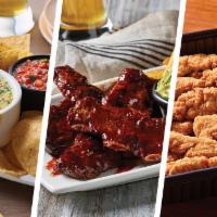 Riblets & Chicken Tenders Combo Family Bundle ¥ - Serves 6-8 · Includes: 
- Spinach & Artichoke Dip
- Applebee's Riblets w/Honey BBQ
- Chicken Tenders w...