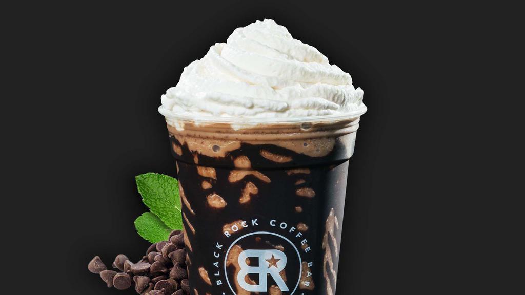 Mint Chip Chiller · Blended peppermint mocha with chocolate chips blended in.