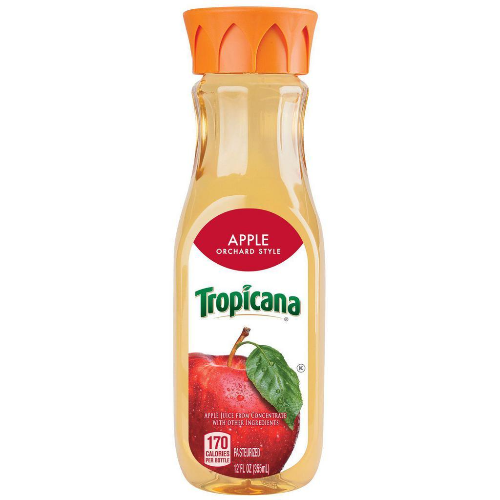 Tropicana Orchard Style Apple Juice 12oz · Tropicana Orchard Style Apple Juice is sweet, with the fresh, delicious flavor of apples in every sip.
