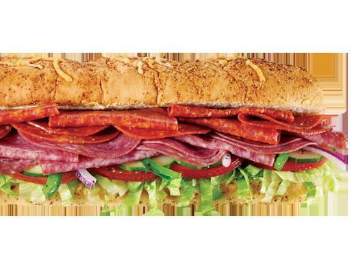 Spicy Italian Sandwich · A blend of pepperoni and salami,topped with cheese try it with hot peppers, or your choice of crisp veggies and condiments served hot on freshly baked bread.