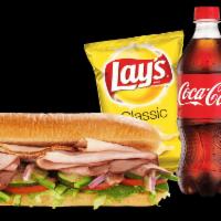 SUBWAY Club® Combo · Tender sliced turkey breast, lean roast beef and tasty Black Forest ham come together with y...