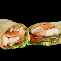 Savory Rotisserie-Style Chicken Caesar Signature Wrap · Who can resist the classic combination of a delicious Spinach wrap filled with a double port...