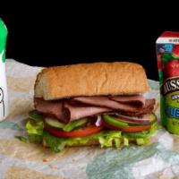 Kid's Roast Beef Meal · Lean, delicious roast beef and fresh, crisp veggies make this sandwich an ideal choice for k...