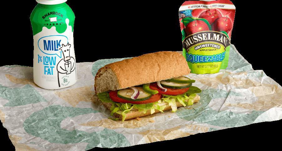 Kid's Veggie Delite® · Got a kid who loves vegetables above all else? Our Veggie Delite® Kids' meal piles all their favorites on freshly baked bread. Applesauce and an ice cold bottle of low-fat milk  or Honest Kids make for a tasty meal that’s also a better-for-them option. Subway Fresh Fit for Kids® meals are prepared in front of you and are not a diet program.