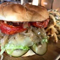 Joli Burger. · Painted Hills beef, shredded iceberg, white cheddar, bacon jam, house pickles, brioche
(fri...