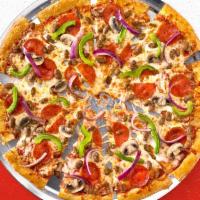 Supreme Pizza · Classic tomato sauce, 100% real cheese, pepperoni, beef, sausage, red onions, mushrooms, and...