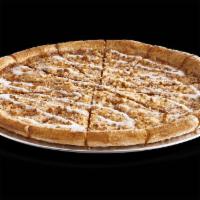 Apple Dessert Pizza  · Dessert pizza crust topped with warm cinnamon apple and sweet crumb topping, drizzled with i...