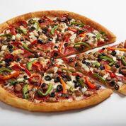 Supremo Pizza · Tomato sauce, pepperoni, Italian sausage, roasted mushrooms, yellow onions, green and red pe...