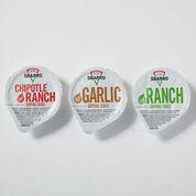 Dipping Cups · Ranch, chipotle ranch, and garlic sauce.
