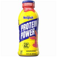 Nesquik Strawberry Protein Milk 14oz · This protein milk beverage delivers an irresistibly delicious strawberry Nesquik flavor that...