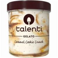 Talenti Gelato Caramel Cookie Crunch Pint · Chocolate cookies blended in sweet cream gelato, with extra swirls of dulce de leche. Like t...