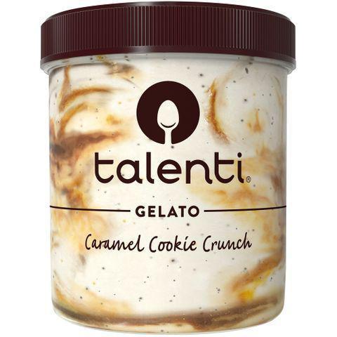 Talenti Gelato Caramel Cookie Crunch Pint · Chocolate cookies blended in sweet cream gelato, with extra swirls of dulce de leche. Like the Milky Way in a tub, no astronomy lesson needed.
